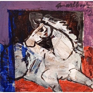 Mashkoor Raza, 8 x 8 Inch, Oil On Canvas, Horse Painting, AC-MR-752